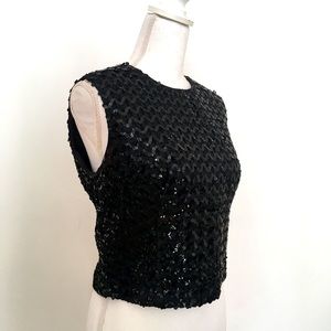 Black sequin sleeveless tank top